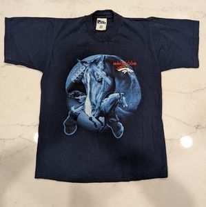Vintage Pro Player Blue NFL Denver Broncos Football Horse Tee